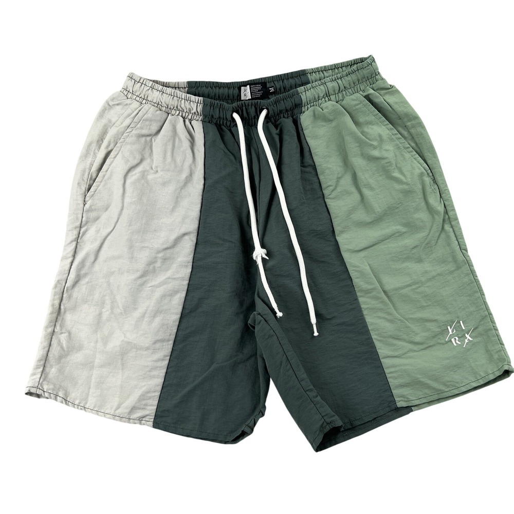 Lira Colorblock Drawstring Shorts M Green Grey Men Streetwear Casual Beach